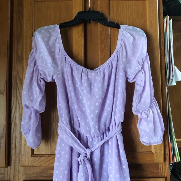 NWT SHOWPO. Off the Shoulder Party Life A-Line Mini Dress Purple - 4 - Picture 10 of 15
